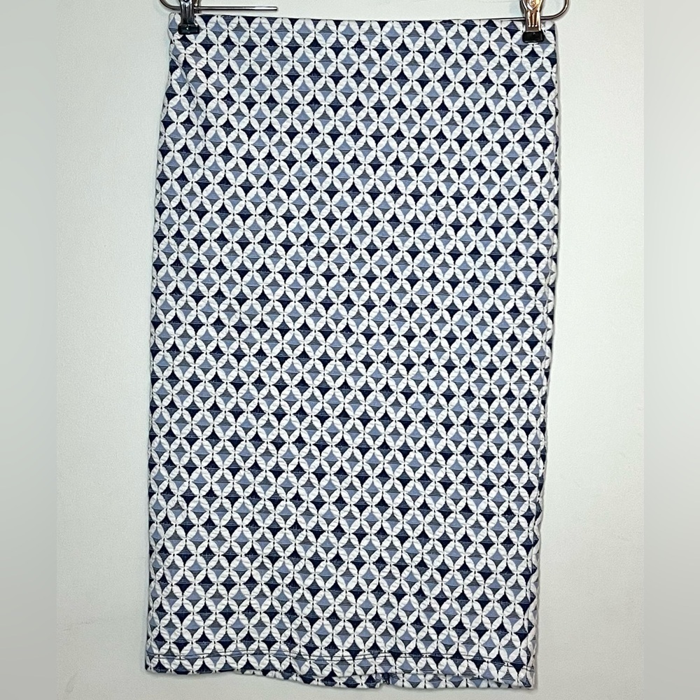 Zara Pull On Stretchy Geo Print Straight Pencil Skirt Sz L